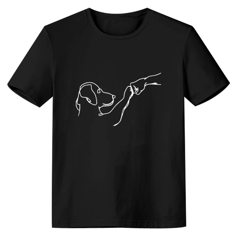 Adult Women Dog High Five Pet Lover Black T-shirt Costume