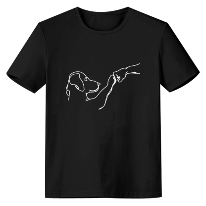 Adult Women Dog High Five Pet Lover Black T-shirt Costume