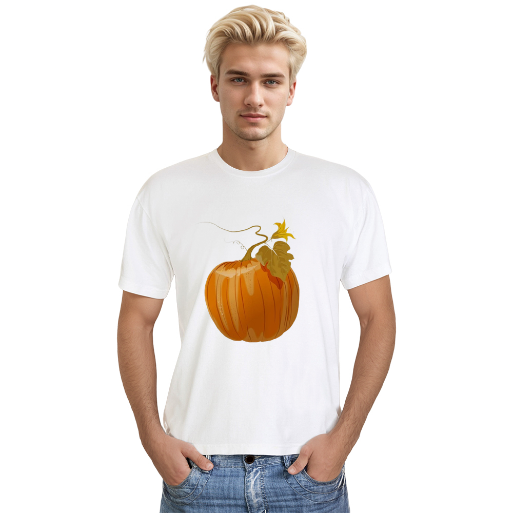 Adult Unisex Halloween Pumpkin Floral White T-shirt Costume