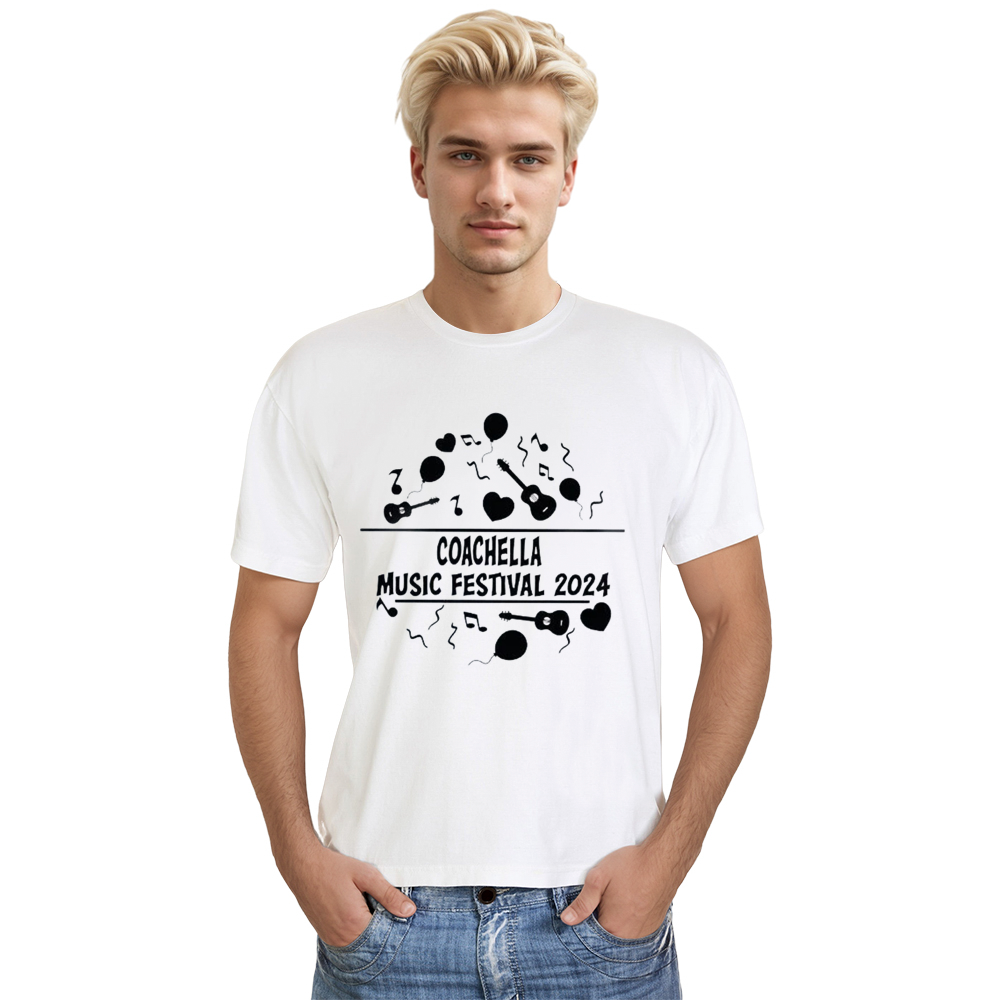 Adult Unisex Music Festival 2024 White T-shirt Costume