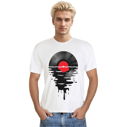 Adult Unisex Dripping Cool Record DJ Music Festival White T-shirt Costume