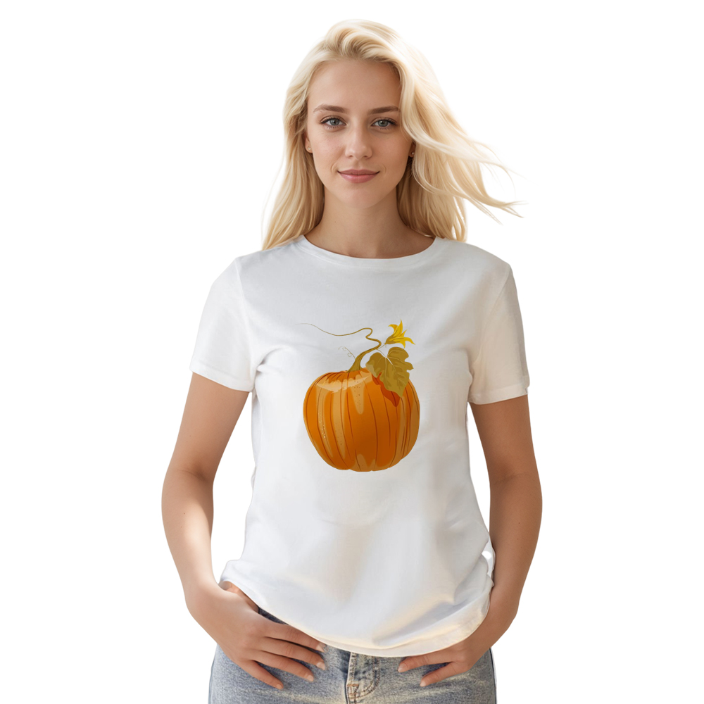Adult Unisex Halloween Pumpkin Floral White T-shirt Costume