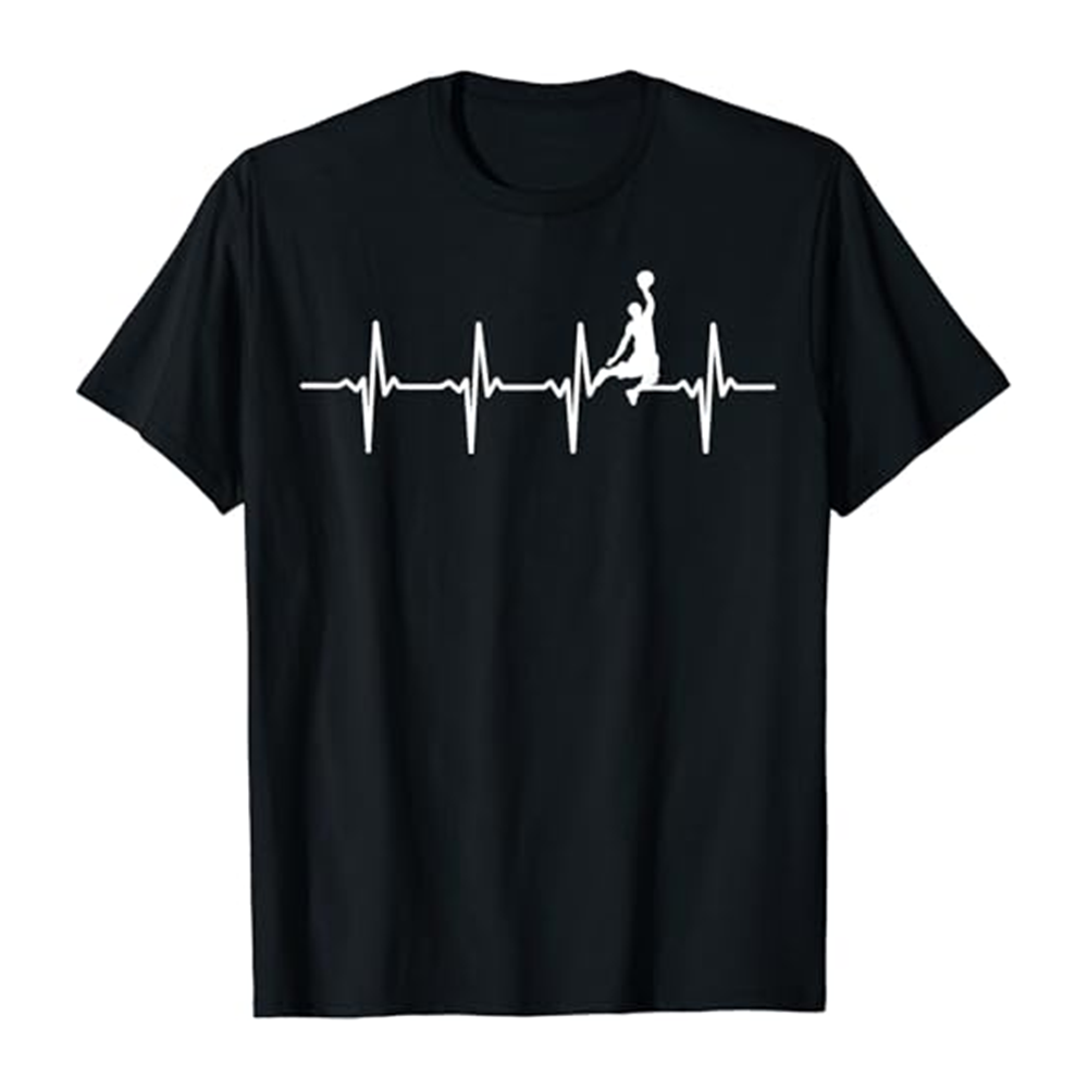 Adult Unisex Basketball Player Heartbeat Basketball Lover Black T-shirt Costume