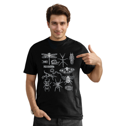 Adult Insects And Invertebrates Drawings Wild Animals Science Nature Lover Black Short Sleeve T-shirt Outfits Top Costume