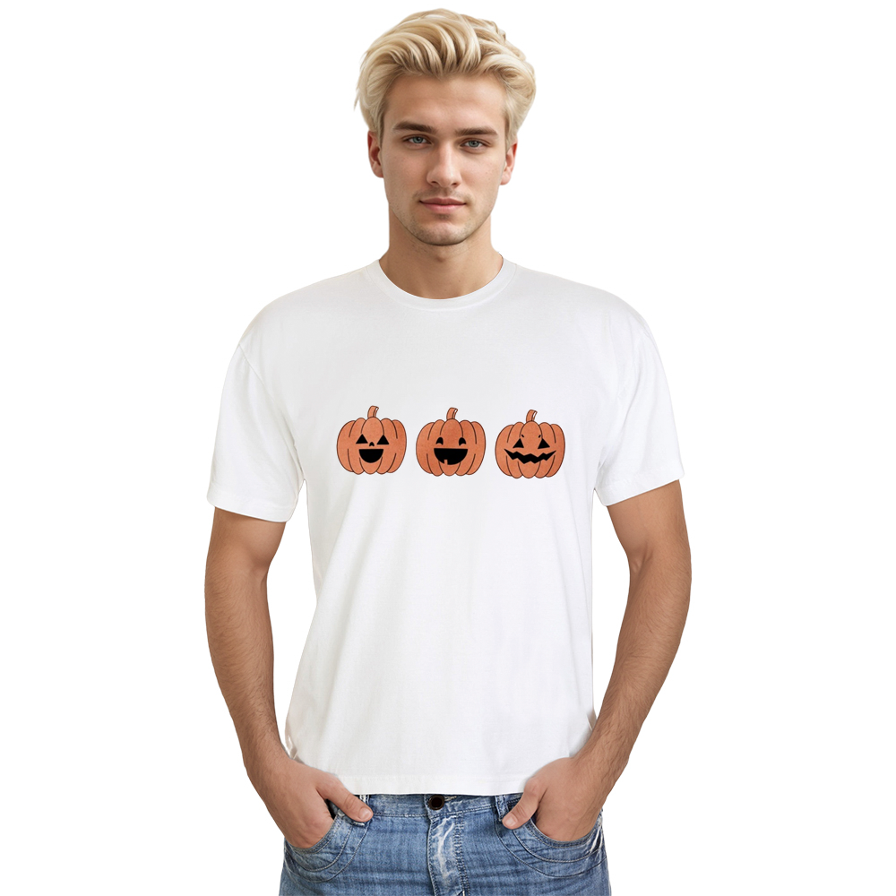 Adult Unisex Halloween Pumpkin Skeleton White T-shirt Costume