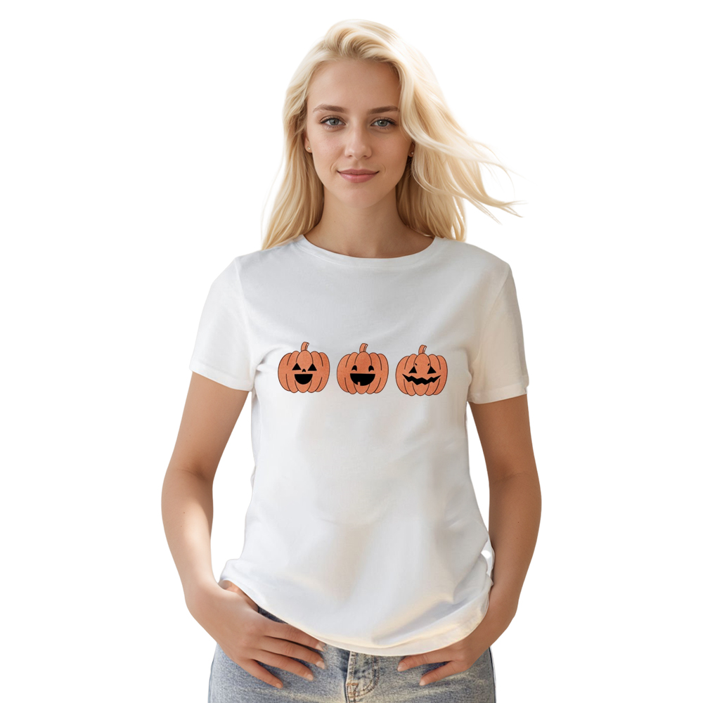 Adult Unisex Halloween Pumpkin Skeleton White T-shirt Costume