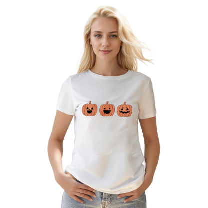 Adult Unisex Halloween Pumpkin Skeleton White T-shirt Costume