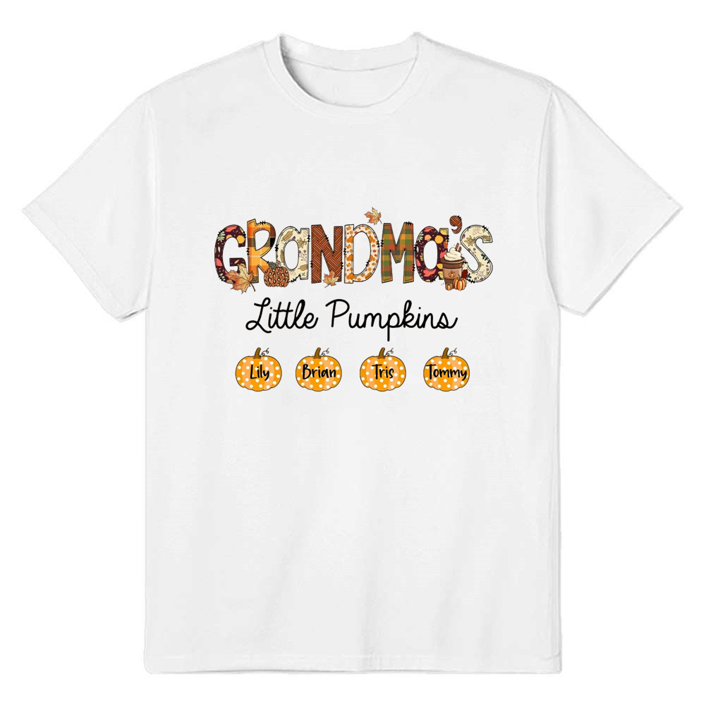 Adult Unisex Halloween Grandma Little Pumpkin White T-shirt Costume
