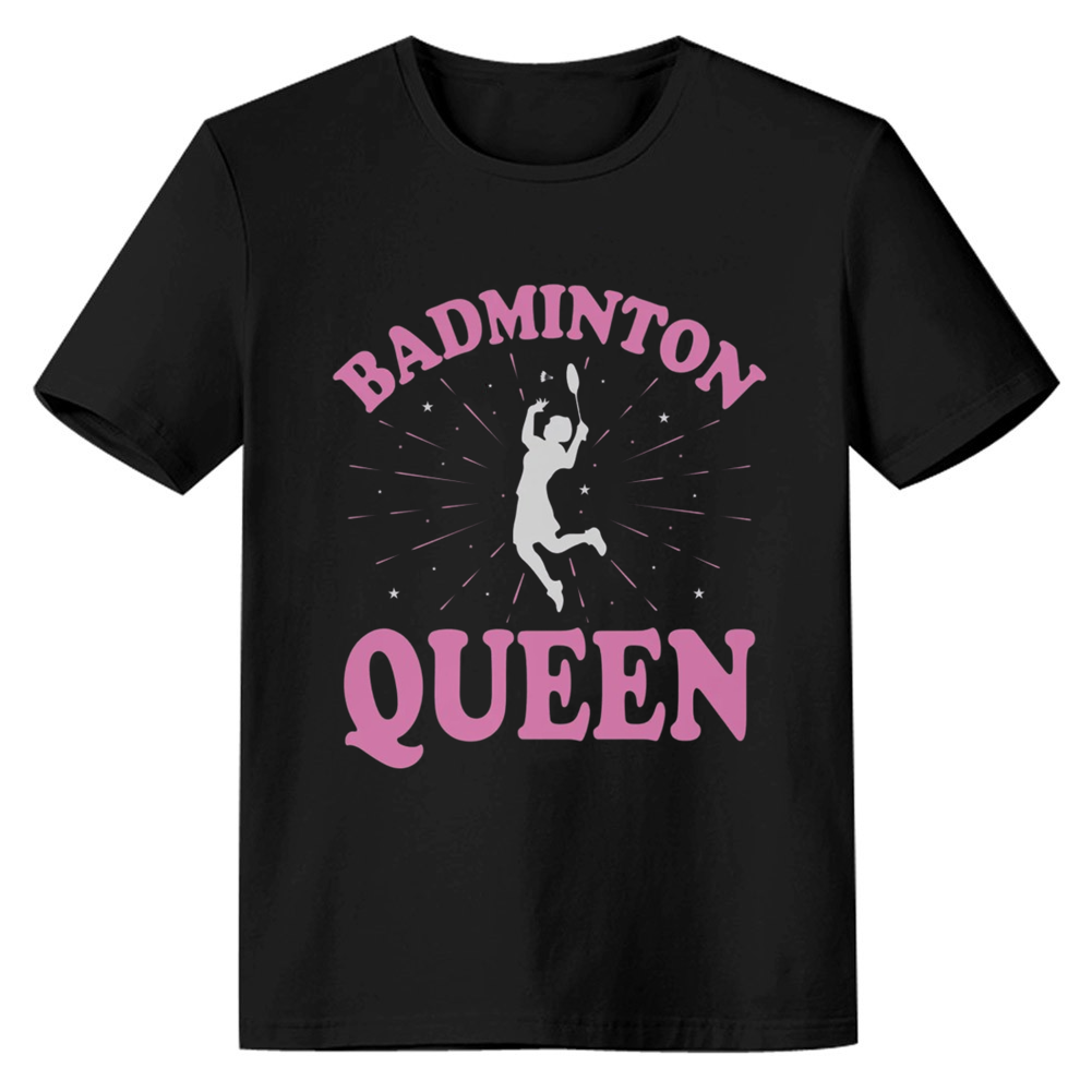 Adult Unisex Badminton Queen Gift Black Sport T-shirt Costume