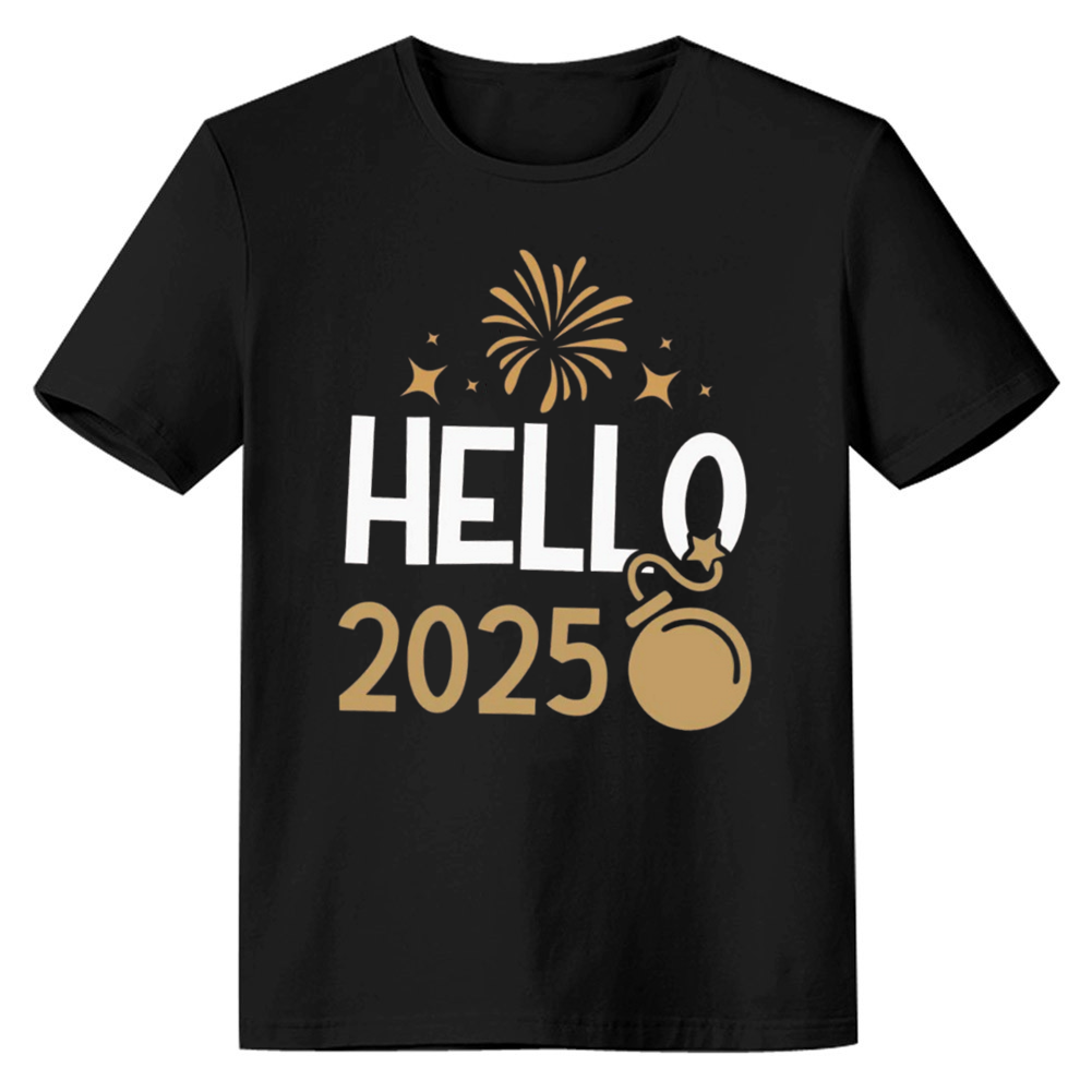 Adult Unisex 2025 Welcome New Year Black Festival T-shirt