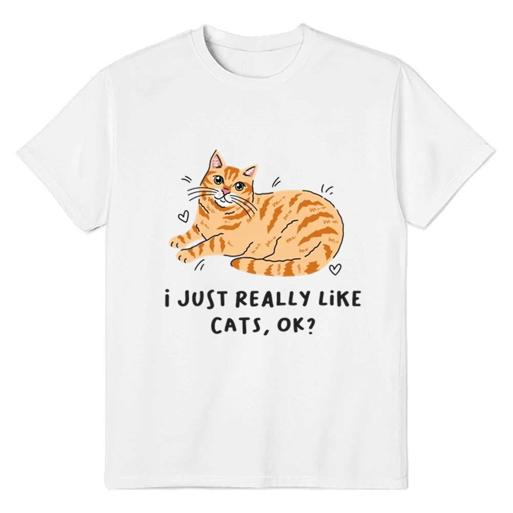 I Like Cats Adult Unisex Cat Lover White T-shirt