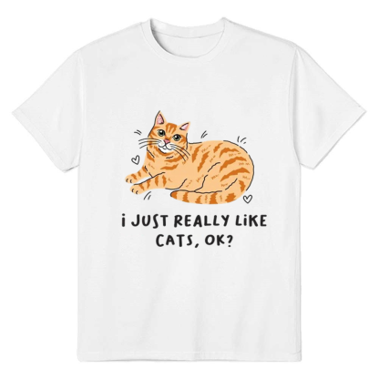 I Like Cats Adult Unisex Cat Lover White T-shirt