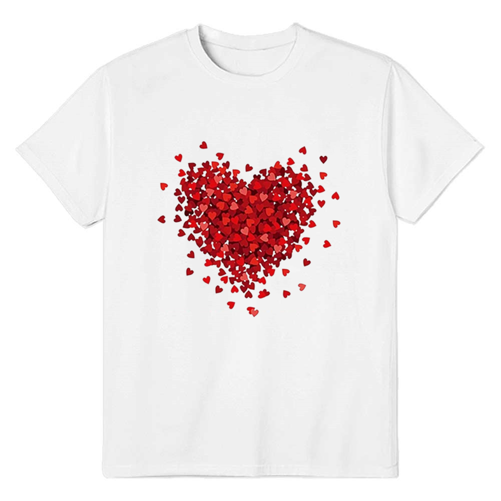 Adult Women Red Heart Love White T-shirt Costume