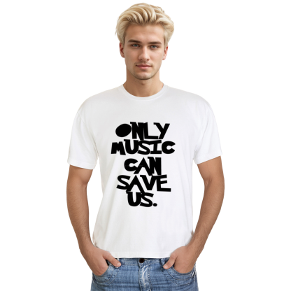 Adult Unisex Only Music Can Save Us Music Festival White  T-shirt Costume