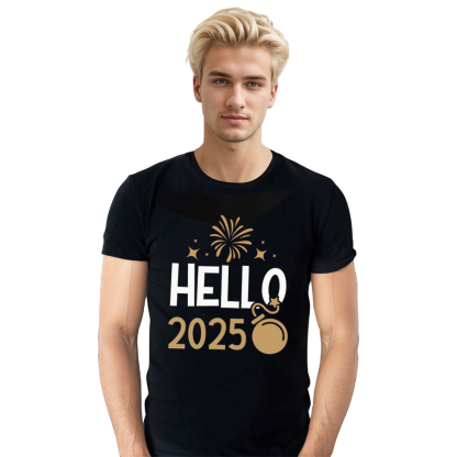 Adult Unisex 2025 Welcome New Year Black Festival T-shirt