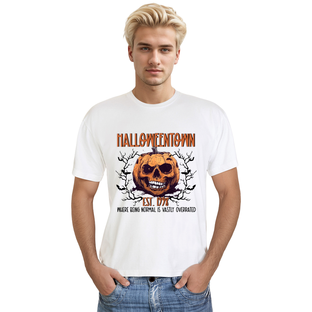 Adult Unisex Horror Pumpkin Halloween White T-shirt Costume