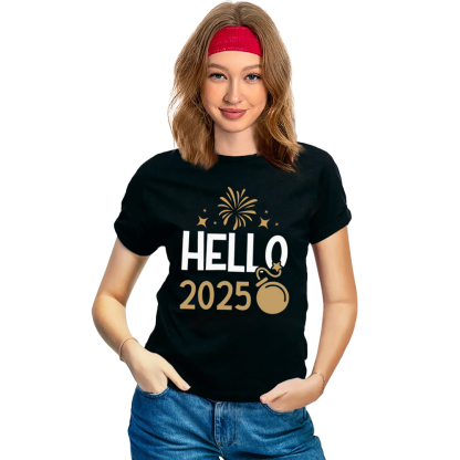 Adult Unisex 2025 Welcome New Year Black Festival T-shirt