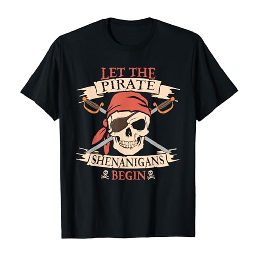 Adult Unisex Let The Pirate Shenanigans Begin Black T-shirt Costume