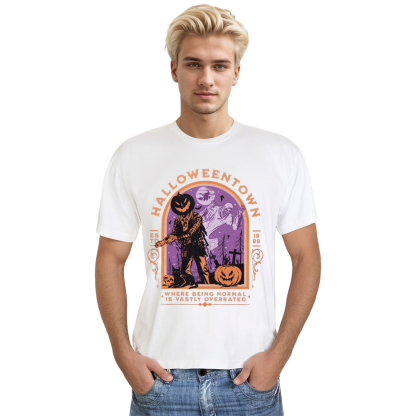 Adult Unisex Horror Halloween Pumpkin White T-shirt Costume