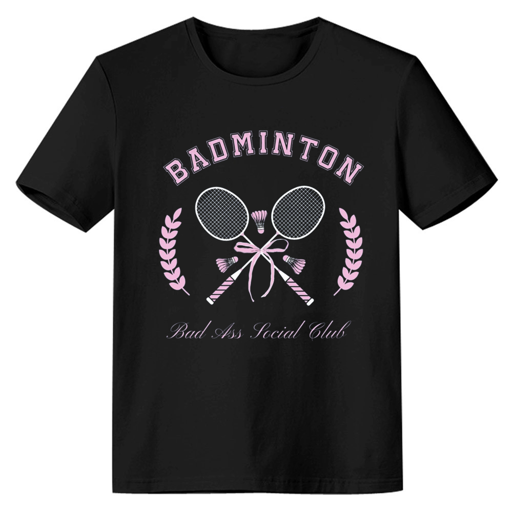 Adult Unisex Badminton Girls Gift Black Sport T-shirt Costume