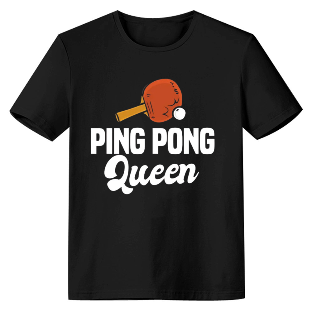 Adult Unisex Ping Pong Queen Sport Lover Black T-shirt Costume