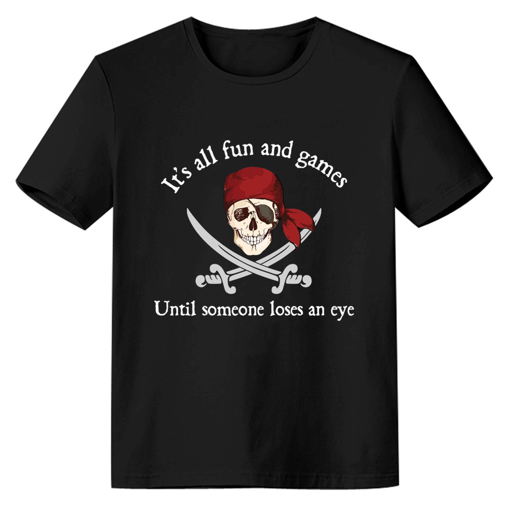 Adult Unisex All Fun And Games Black Pirate Lover T-shirt Costume