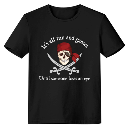 Adult Unisex All Fun And Games Black Pirate Lover T-shirt Costume