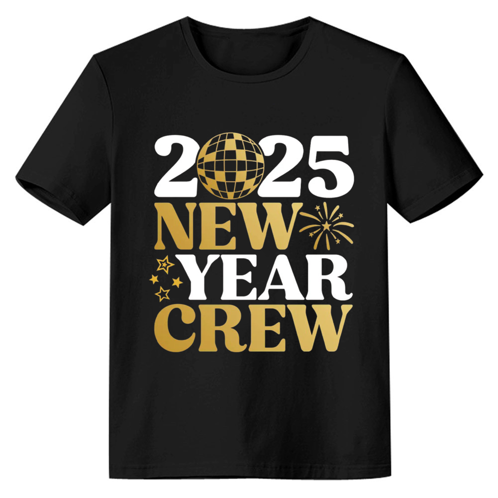 Adult Unisex 2025 New Year Black Tee Festival T-shirt