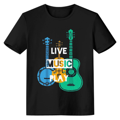 Adult Unisex Musician Guitarist Rock Guitar Music Lover Black T-shirt