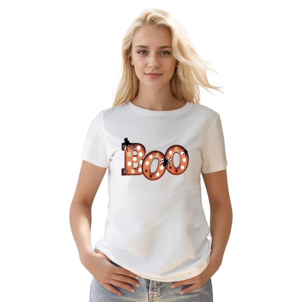 Adult Unisex Halloween Boo Spider White T-shirt Costume