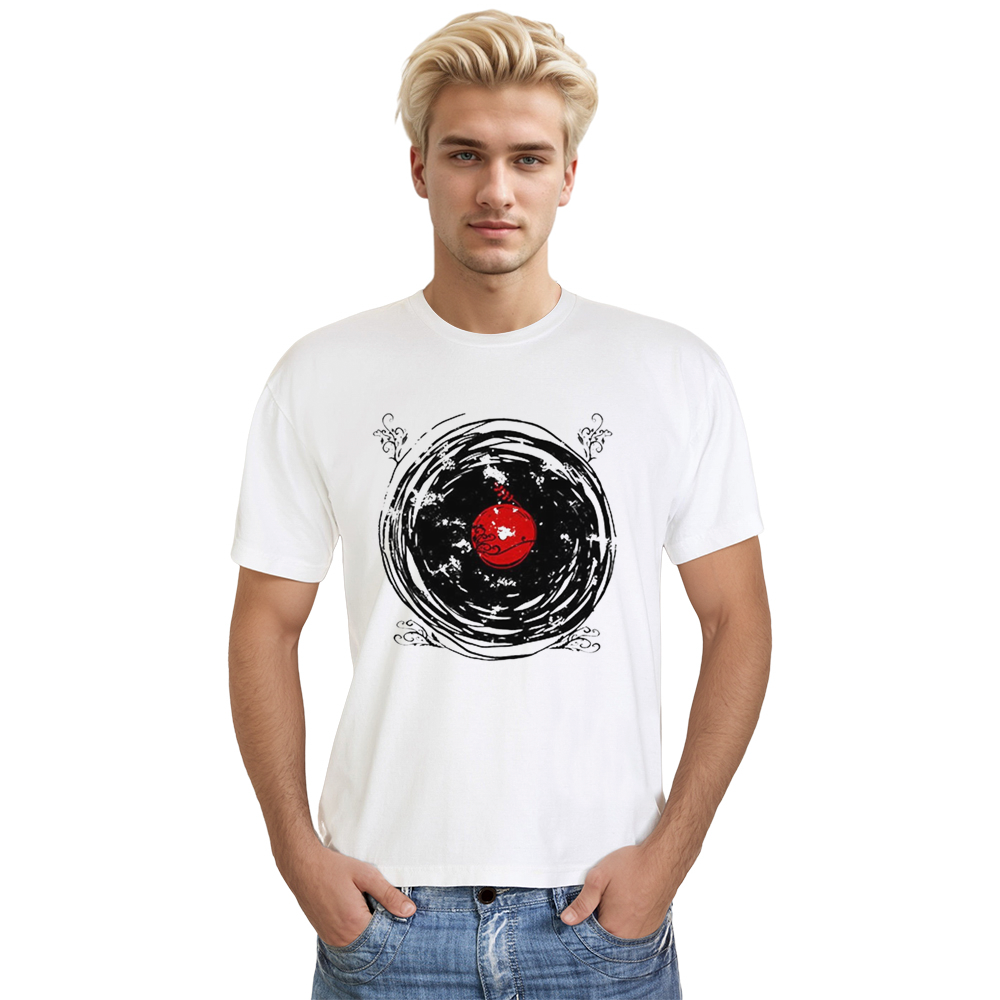 Adult Unisex Vinyl Records Enchanting Twirls Music Festival White T-shirt Costume