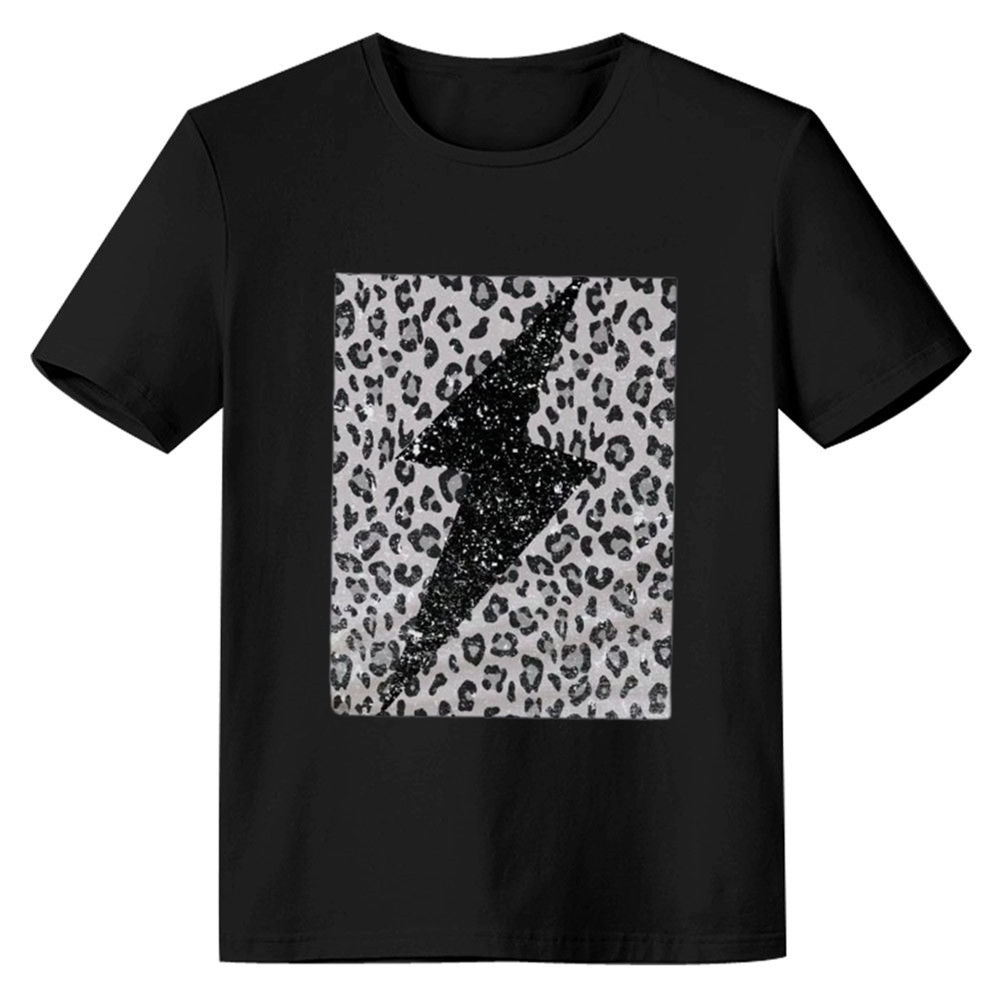 Adult Women Lightning Round Neck Black T-shirt Costume