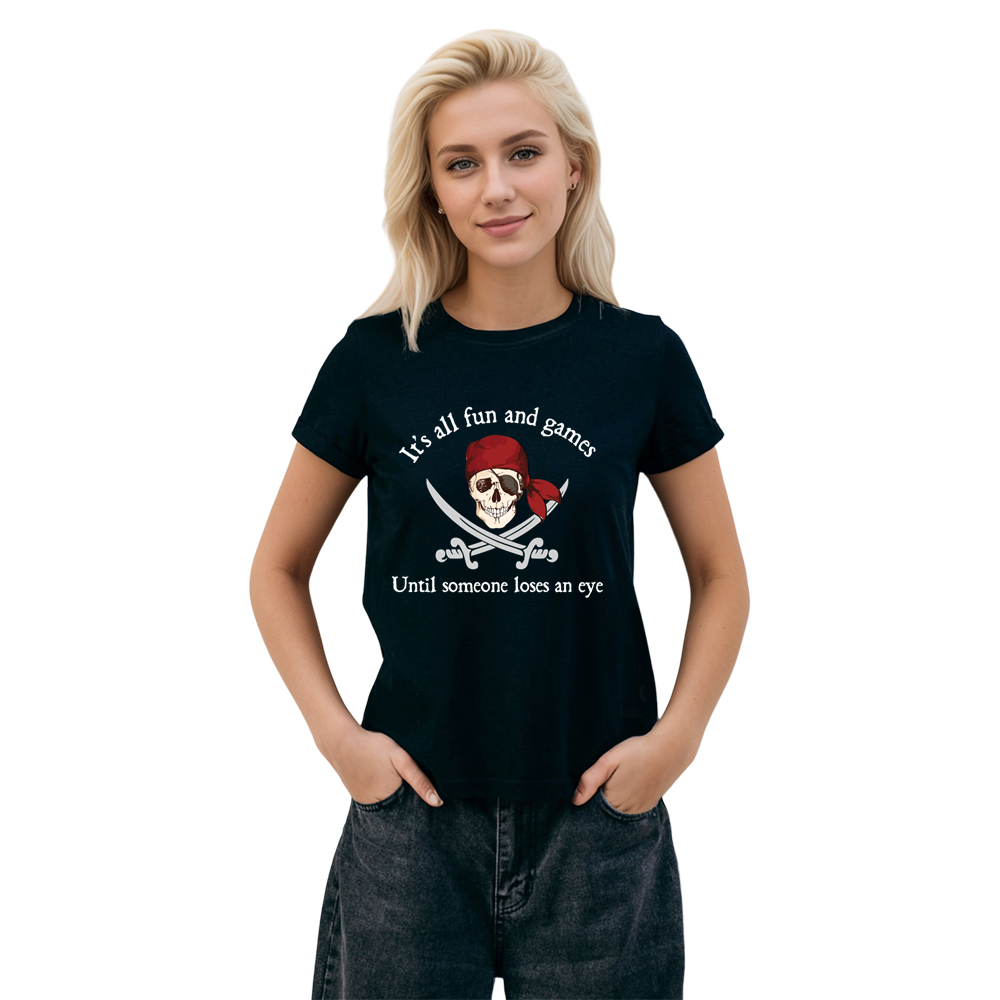 Adult Unisex All Fun And Games Black Pirate Lover T-shirt Costume