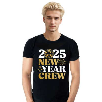 Adult Unisex 2025 New Year Black Tee Festival T-shirt