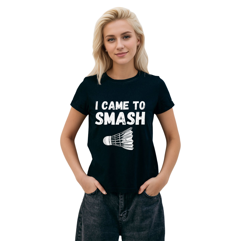 Adult Unisex Badminton I Came To Smash Black Sport T-shirt Costume