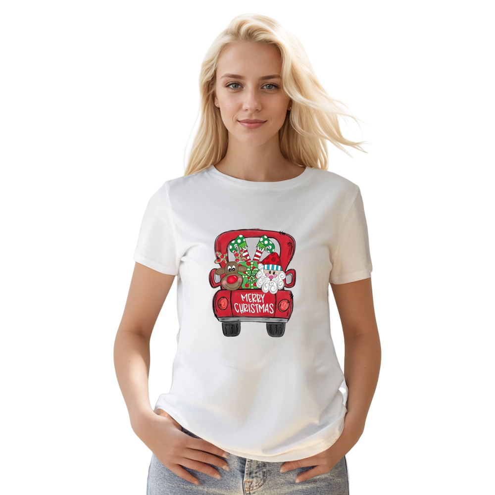 Adult Unisex Festival Christmas Truck Xmas White T-shirt Costume