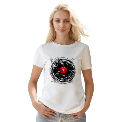 Adult Unisex Vinyl Records Enchanting Twirls Music Festival White T-shirt Costume