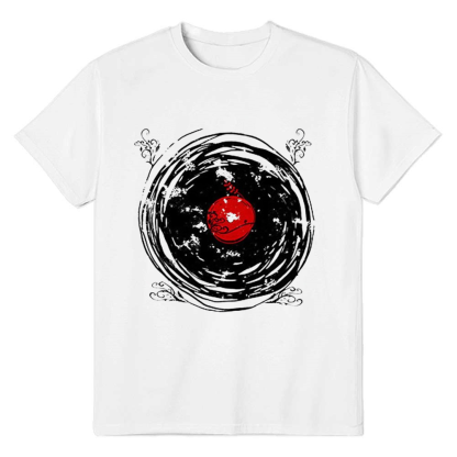 Adult Unisex Vinyl Records Enchanting Twirls Music Festival White T-shirt Costume