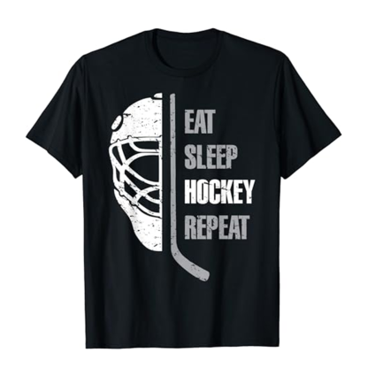 Adult Unisex Letter Play Hockey Black Short Sleeve T-shirt Outfits Top Costume