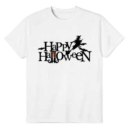 Adult Unisex Happy Halloween Letter White T-shirt Costume