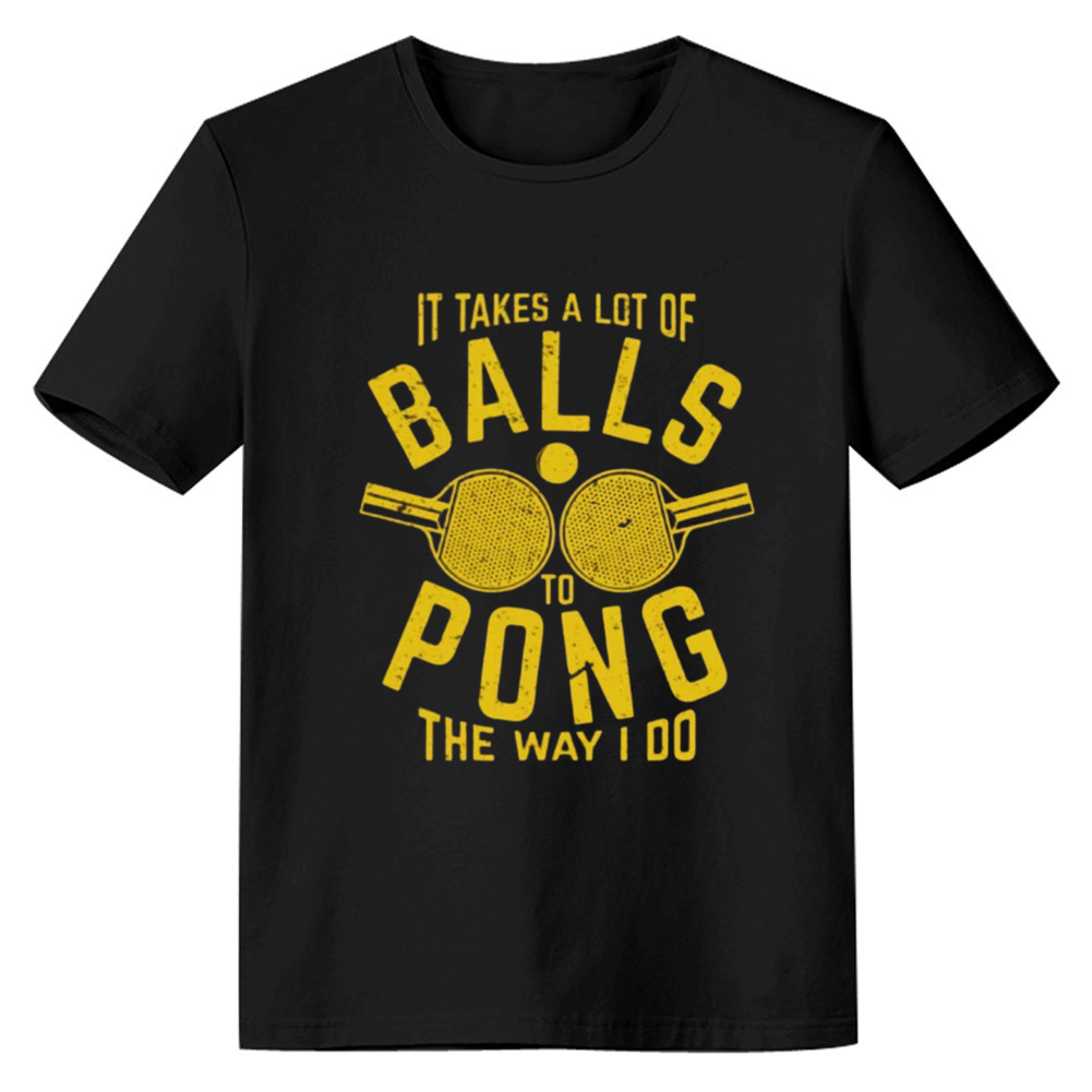 Adult Unisex Balls Ping Pong Sport Lover Black T-shirt Costume