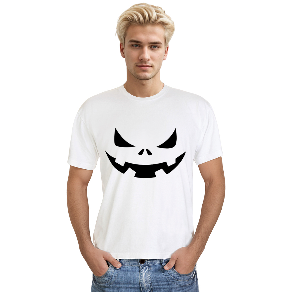 Adult Unisex Halloween Winking Pumpkin Face White T-shirt Costume