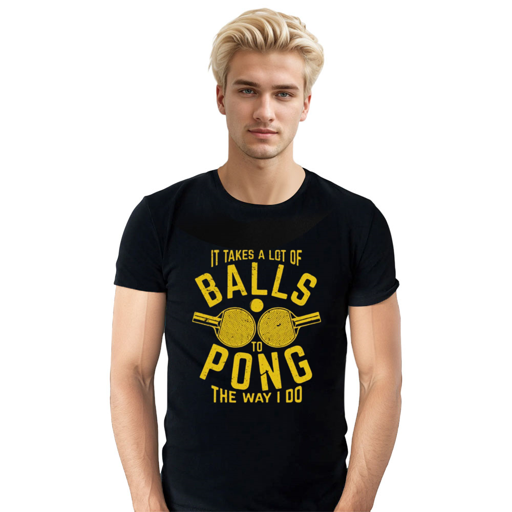 Adult Unisex Balls Ping Pong Sport Lover Black T-shirt Costume