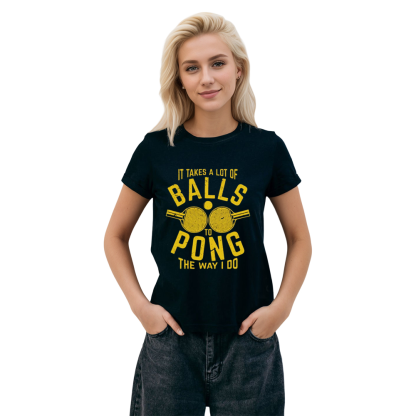 Adult Unisex Balls Ping Pong Sport Lover Black T-shirt Costume
