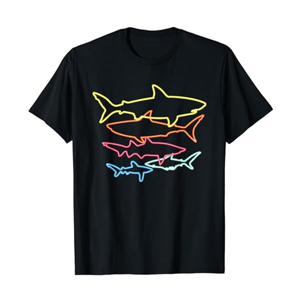 Adult Shark Clothes Shark Party  Black Short Sleeve T-shirt Outfits Top Costume