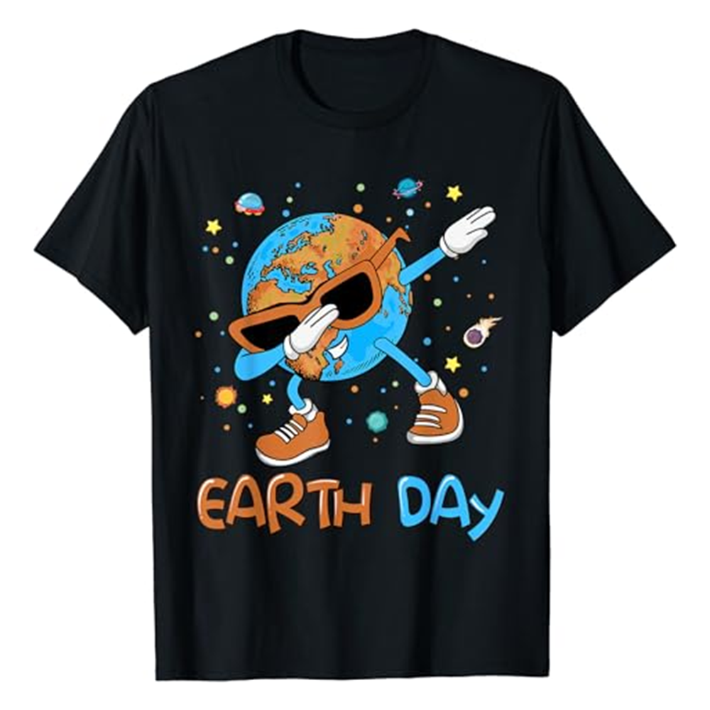 Adult Happy Earth Day Black Short Sleeve T-shirt Outfits Top Costume