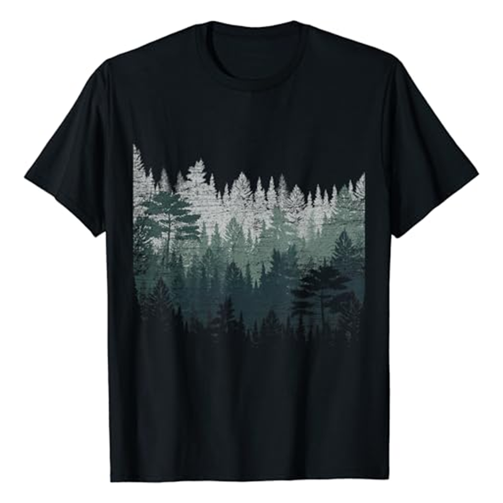 Adult Nature Lover  Night Nature Trees Outdoor Forest Black Short Sleeve T-shirt Outfits Top Costume