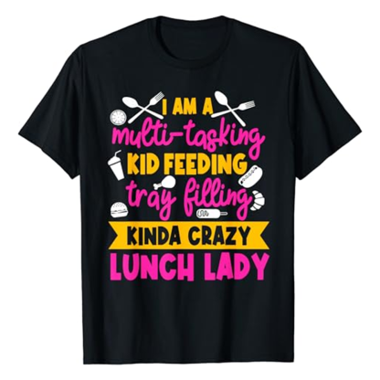 Adult Unisex Cafeteria School Food Service Crew Kitchen Staff Food Lover Black Short Sleeve T-shirt Costume