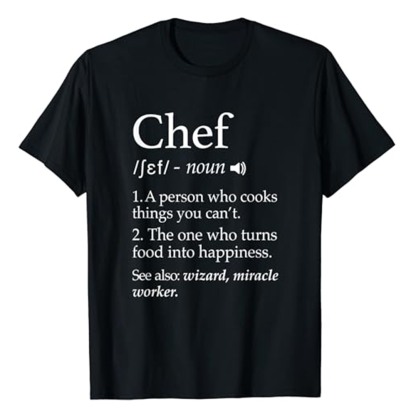 Adult Unisex Chef Definition Funny Line Saying Cook Cooking Food Lover Black Short Sleeve T-shirt Costume