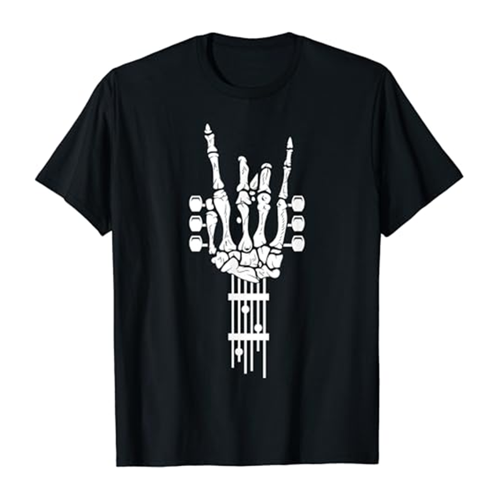 Adult Unisex Punk Rock Band Concert Guitar Music Festival Black T-shirt Costume